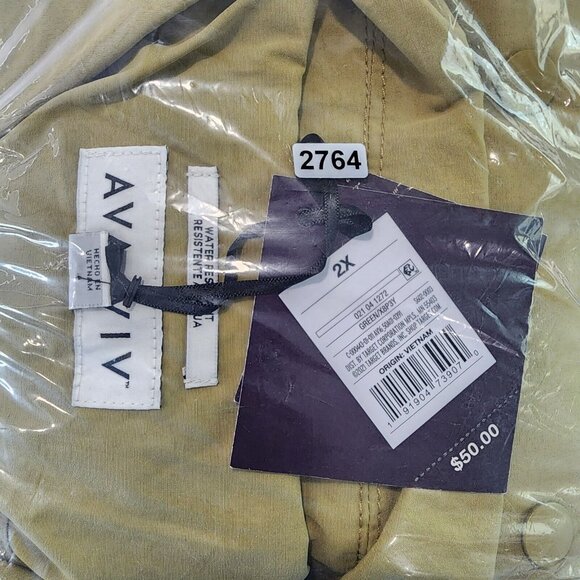 Womens Tan Green Raincoat Water Resistant Long Sleeve Ava & Viv Plus Size 2X - Picture 11 of 11